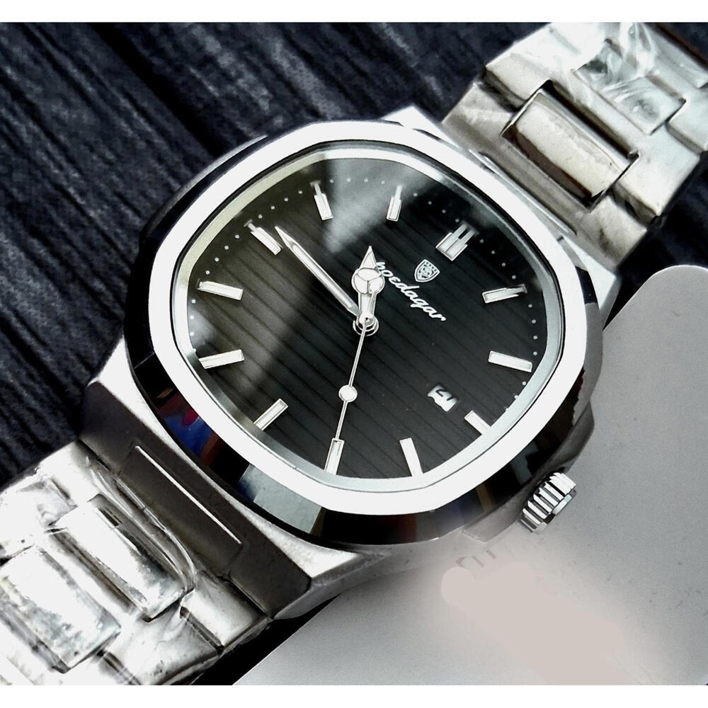 Vintage Poedagar Nautilis Black Guilloché Dial‎ Mens Watch